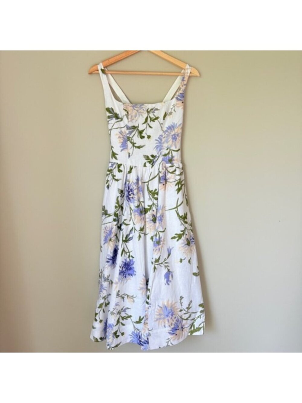 NEW Reformation Janu Midi Linen Dress Serenity White Blue Floral | US 6 / UK 10 - Picture 6 of 14